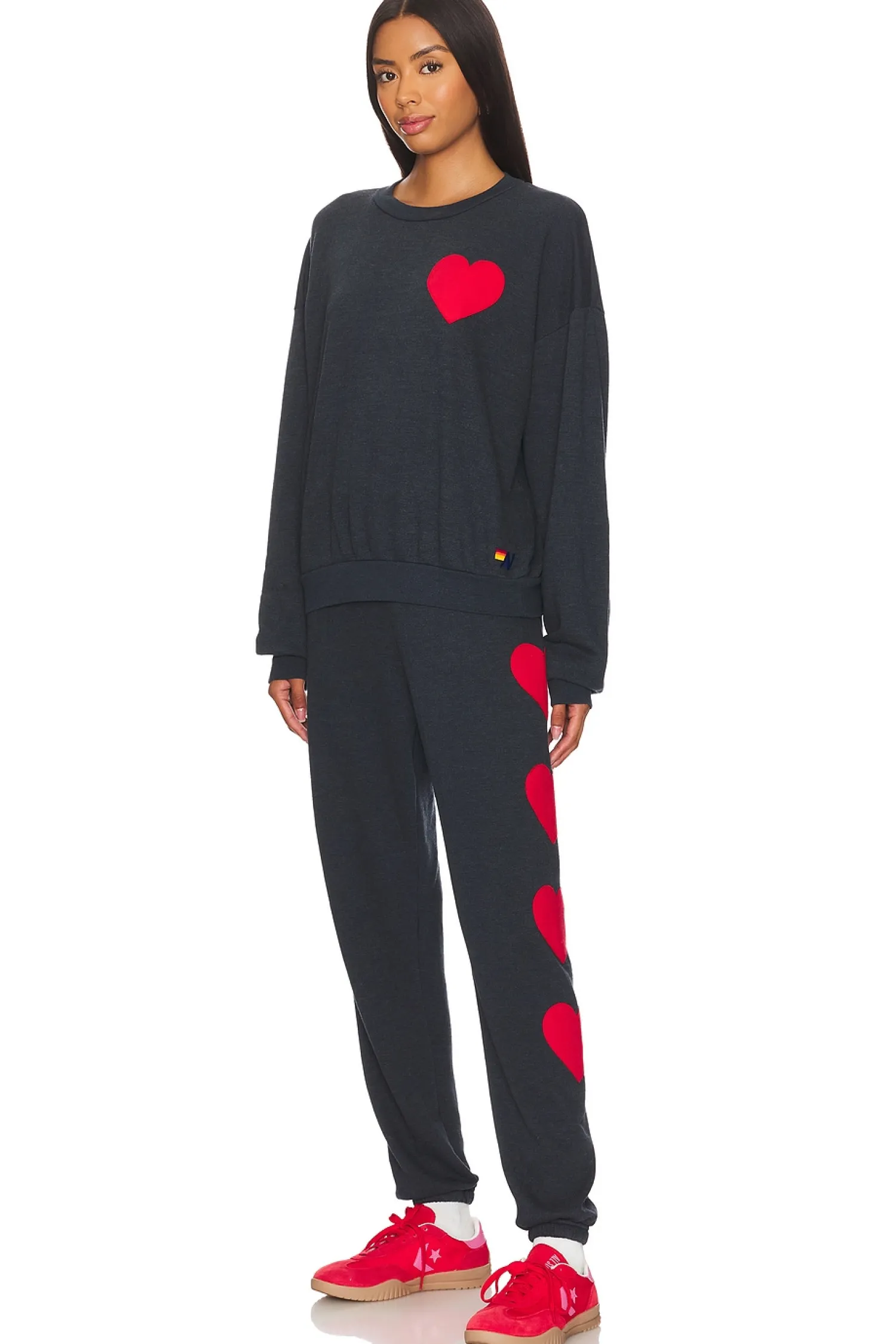 Women Aviator Nation Pants|Loungewear>Heart Embroidery Sweatpant