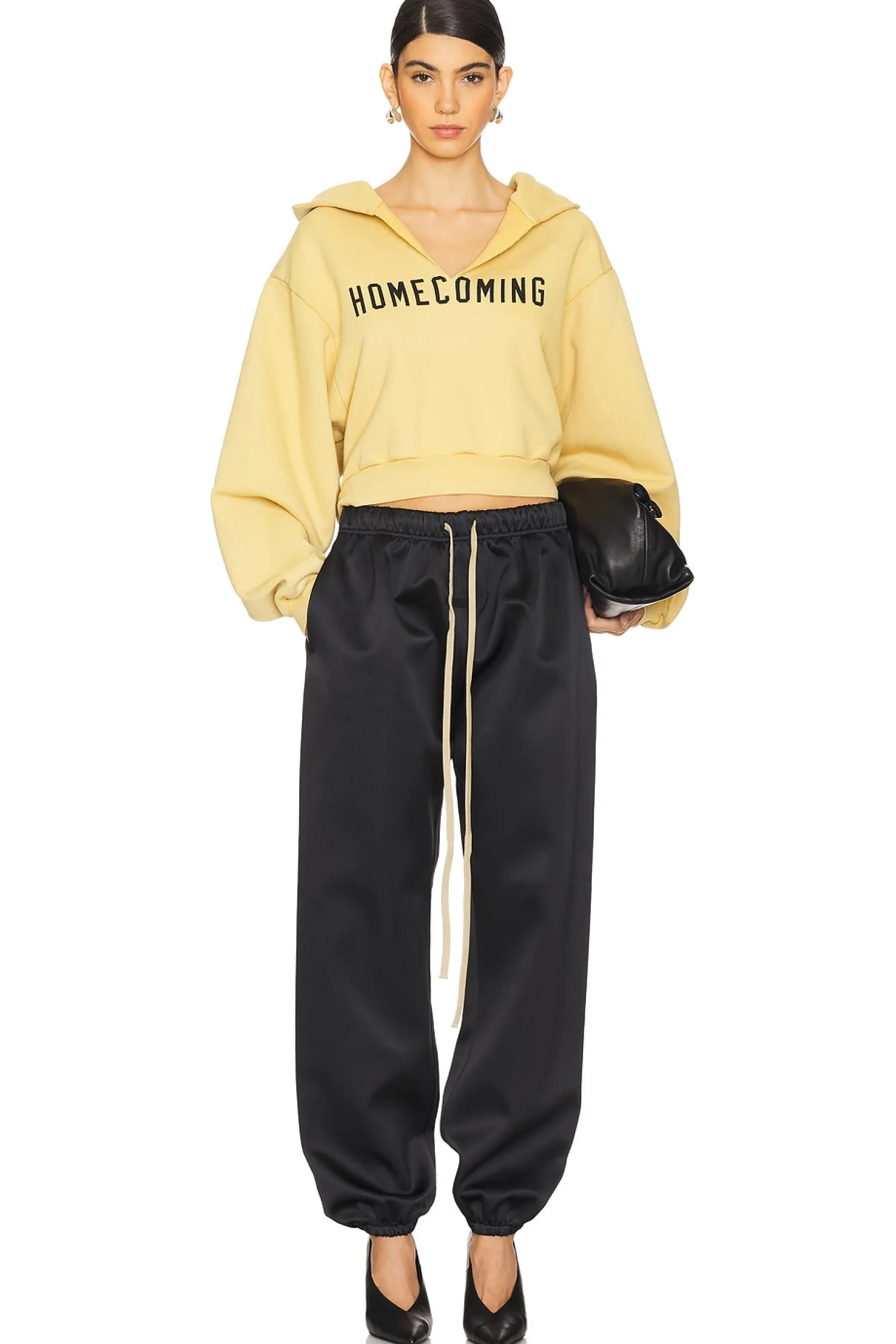 Women Fear of God ESSENTIALS Loungewear>Heavy Fleece Cropped V-neck