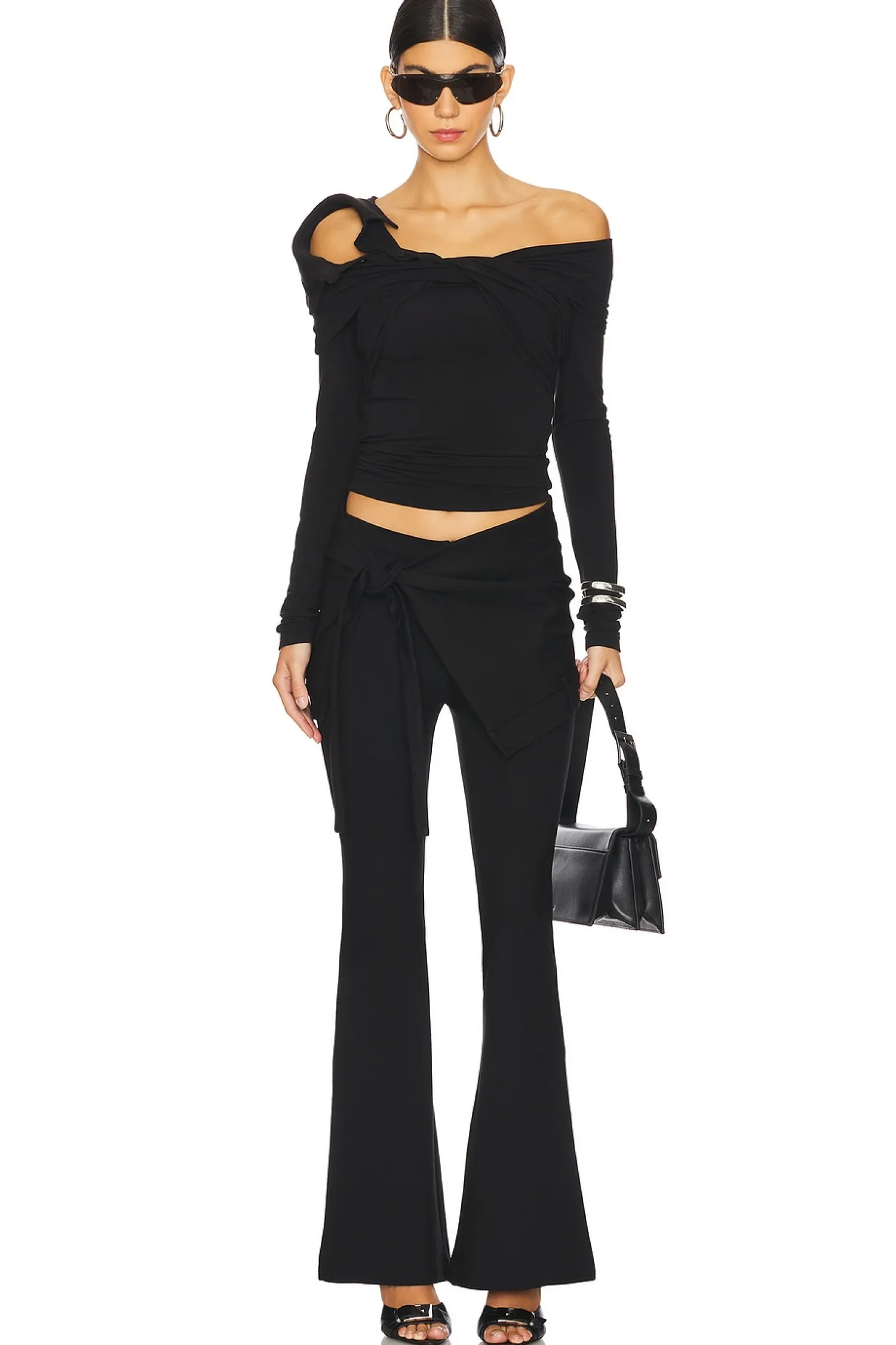 Women MARRKNULL Matching Sets>Hollow Out Stretch Skinny Flare