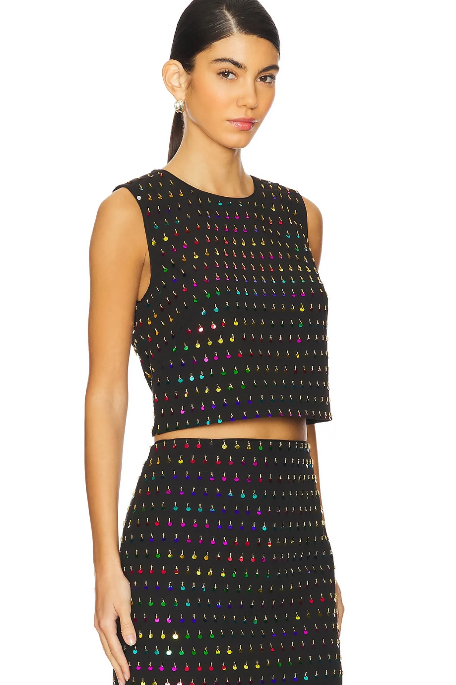 Women MILLY Matching Sets>Iiana Sequins Beaded Sleeveless Top
