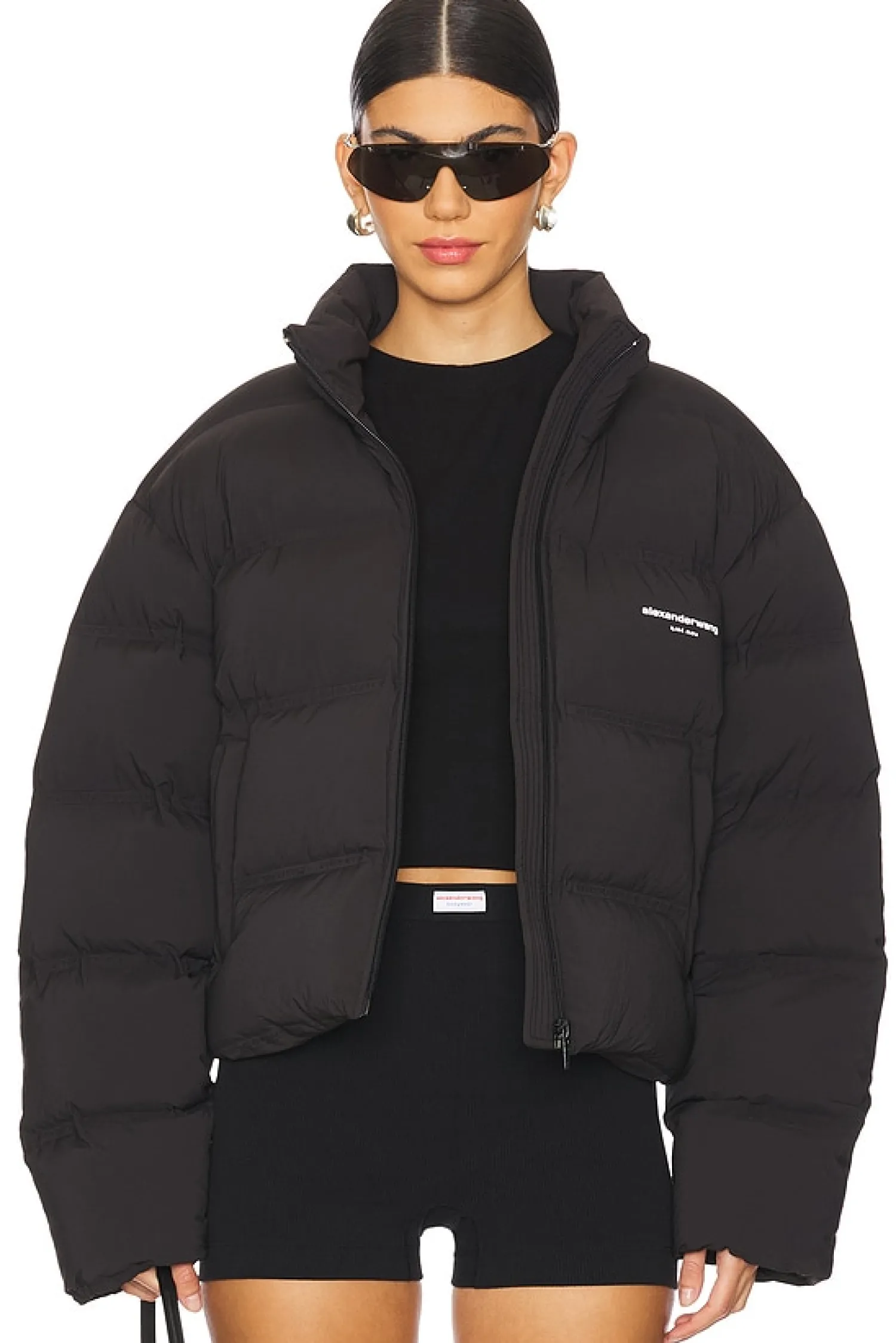 Women Alexander Wang Jackets & Coats>Jacquard Channel Cropped Puffer