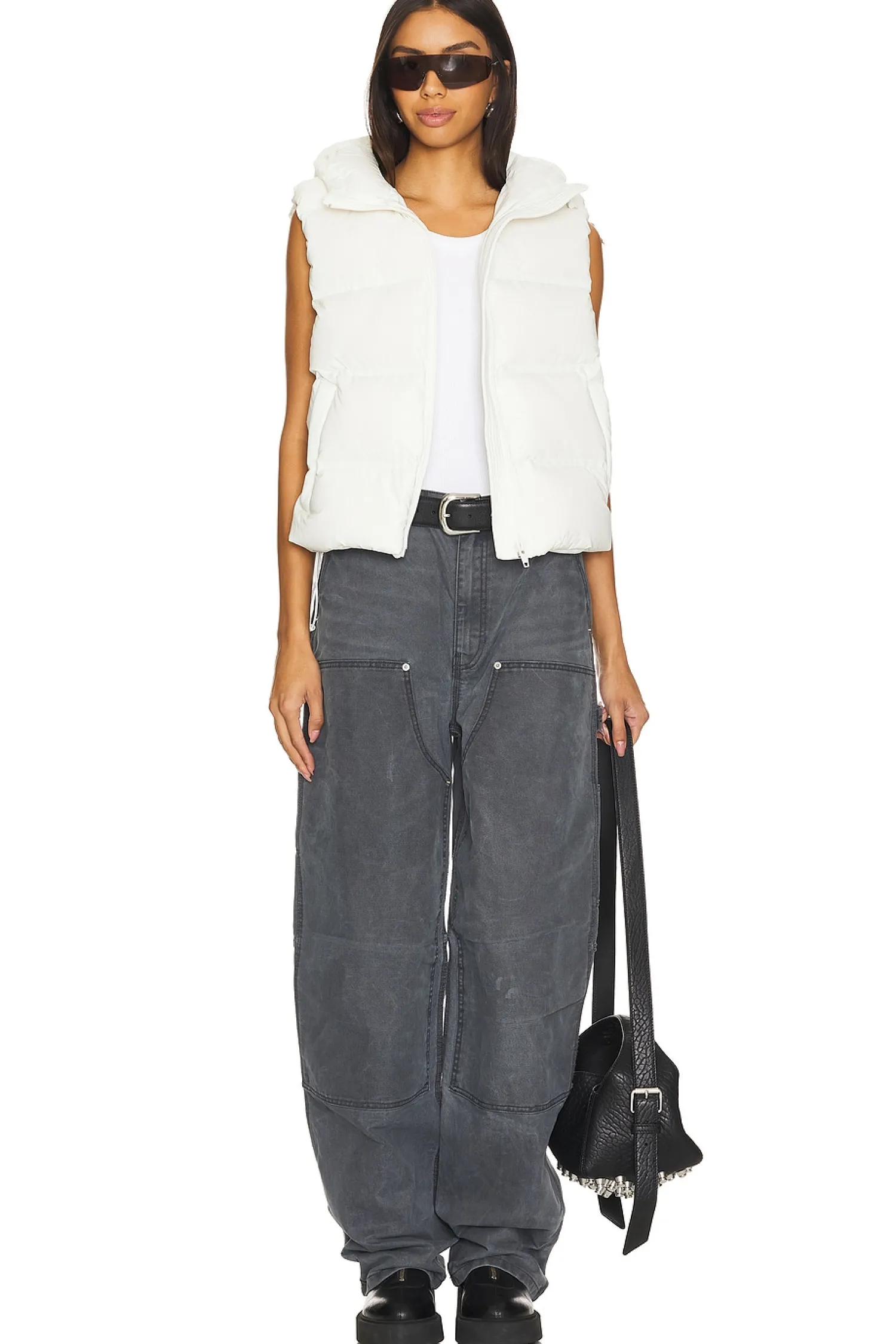 Women Alexander Wang Jackets & Coats>Jacquard Channel Cropped Puffer Vest