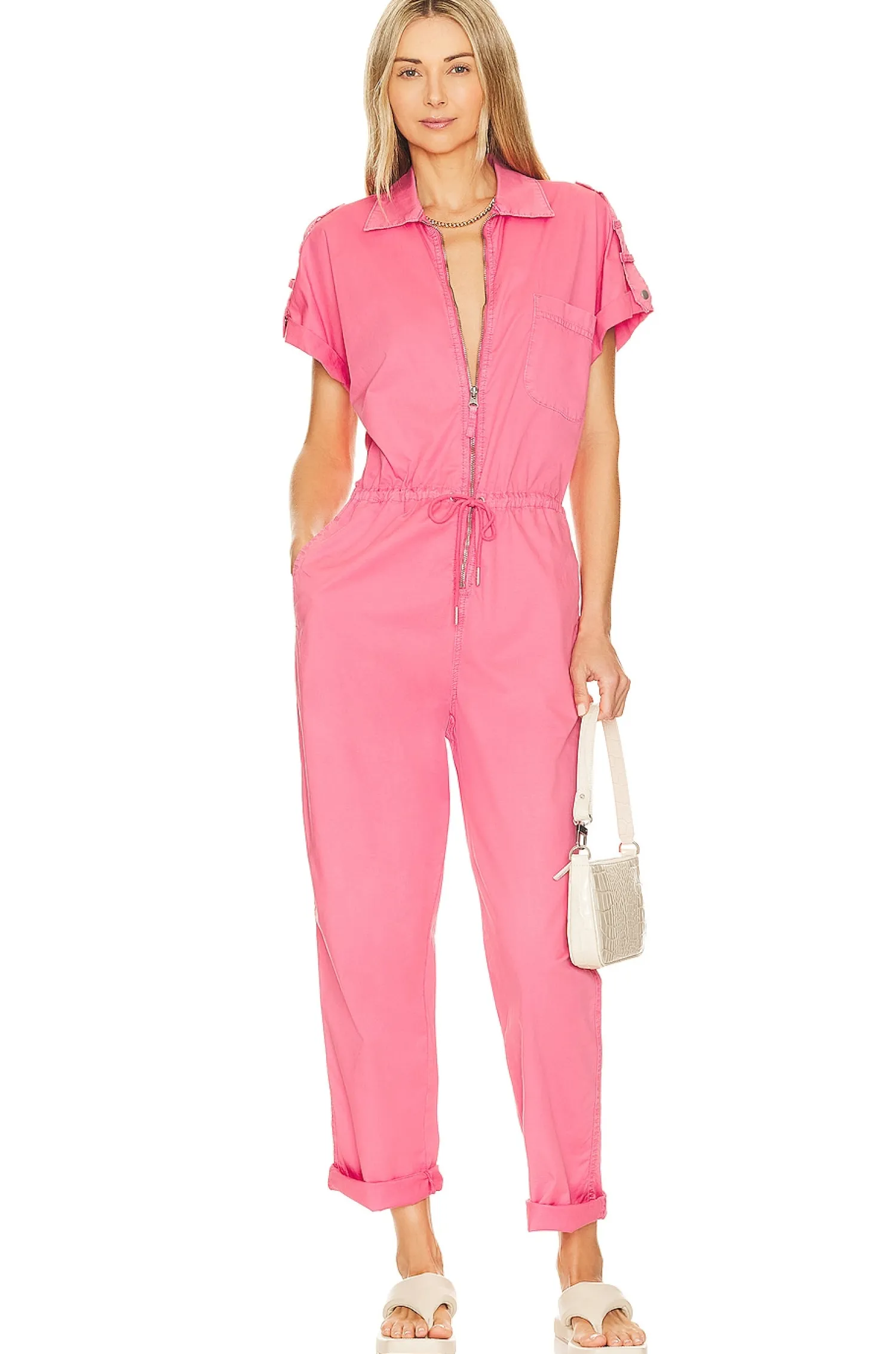 Women PISTOLA Jumpsuits>Jordan Short Sleeve Zip Front Jumpsuit