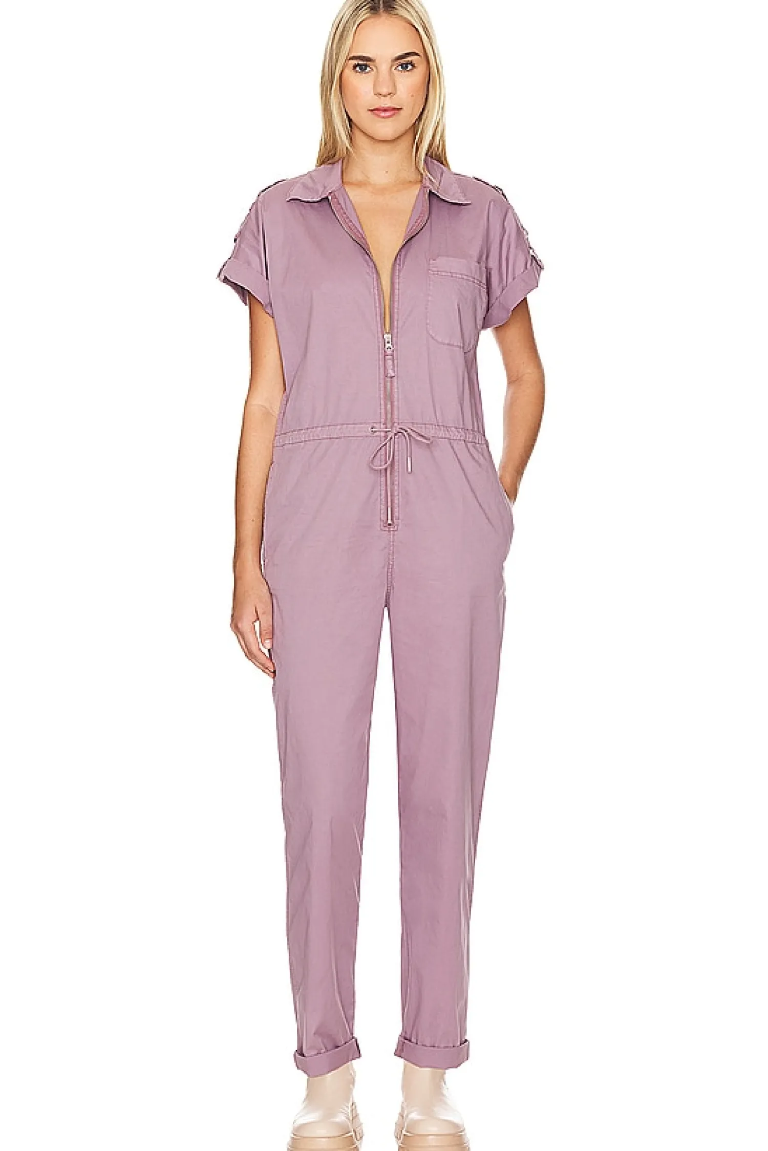Women PISTOLA Jumpsuits>Jordan Short Sleeve Zip Front Jumpsuit