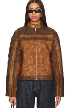Women superdown Jackets & Coats>Katrina Faux Leather Moto Jacket
