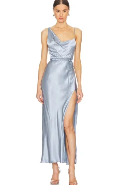 Women Shona Joy Dresses>La Lune Draped Side Split Midi Dress