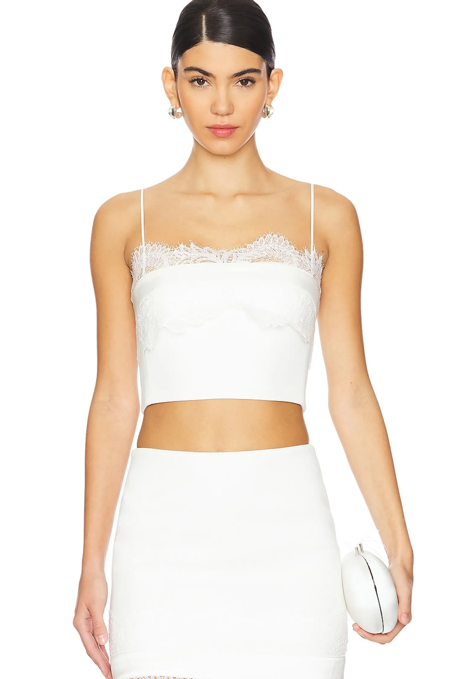 Women David Koma Matching Sets>Lace Bra Detail Strapless Top
