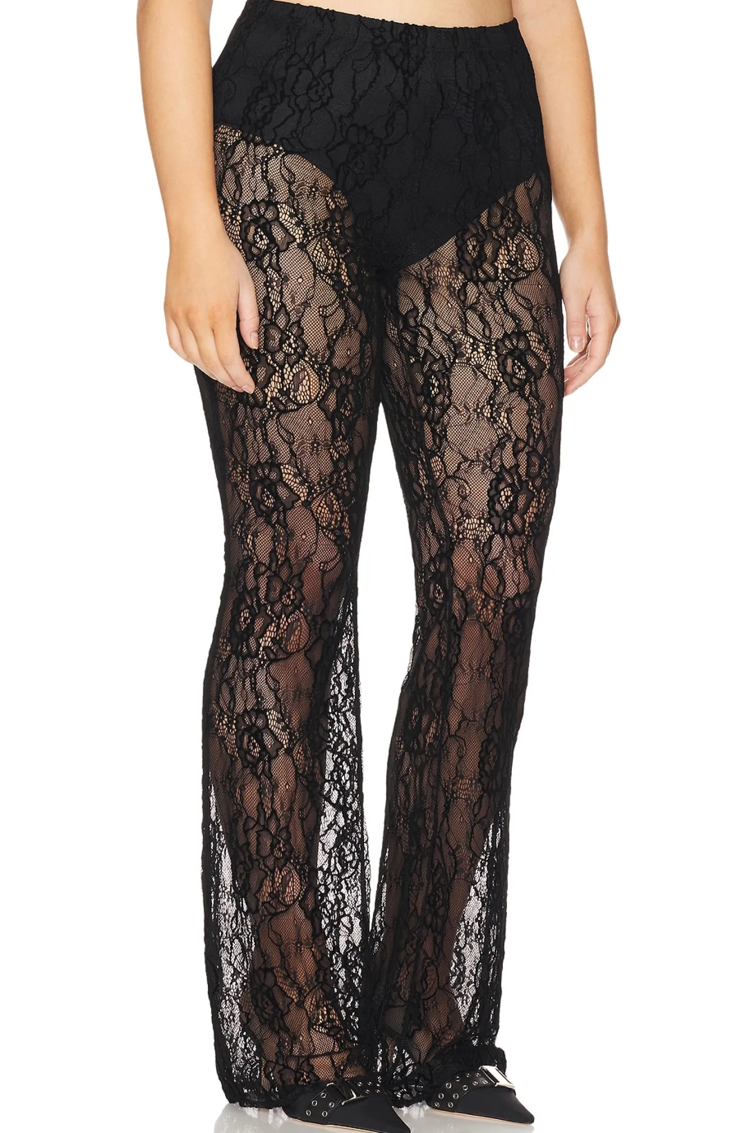 Women Good American Pants>Lace Flare Pant