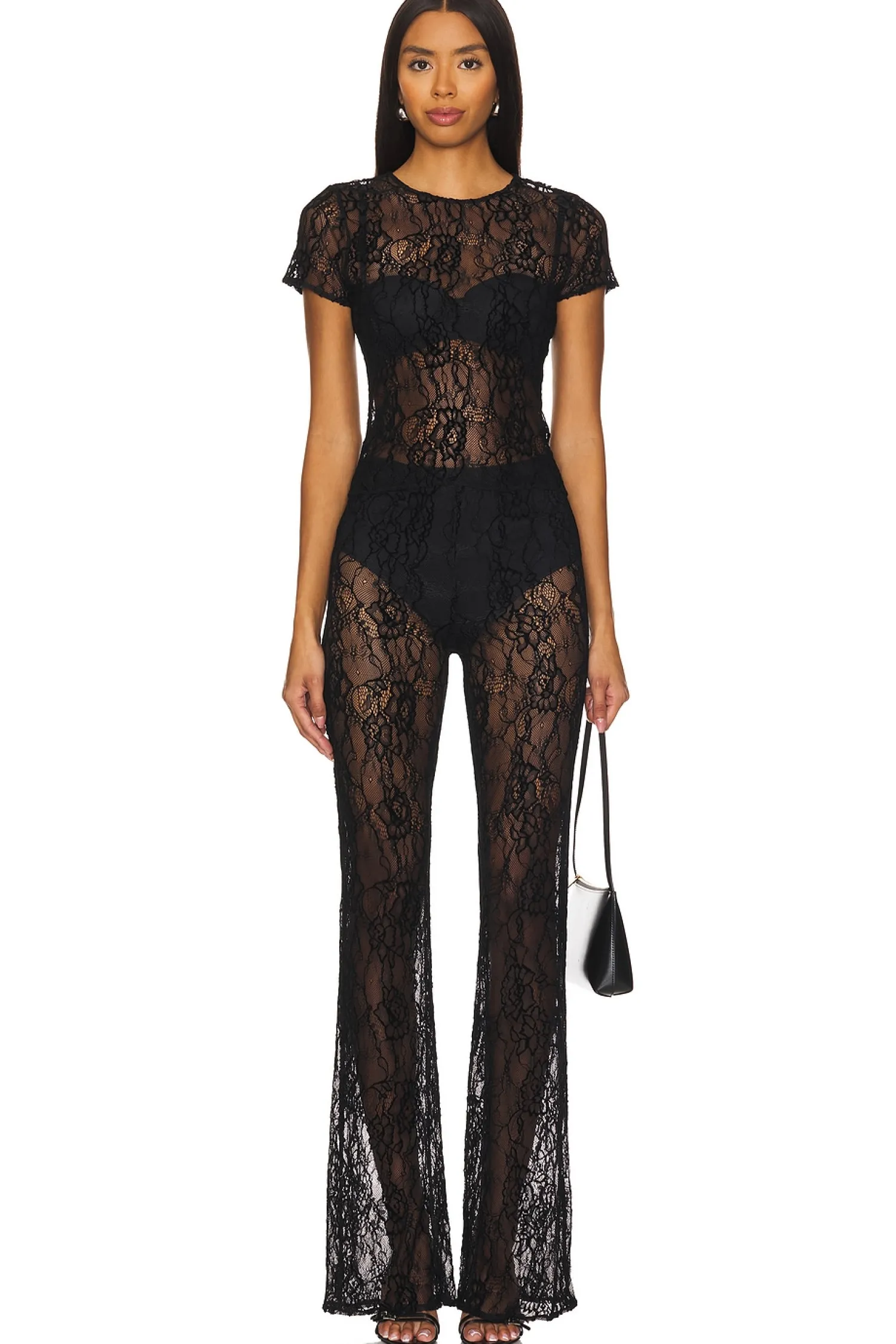 Women Good American Pants>Lace Flare Pant