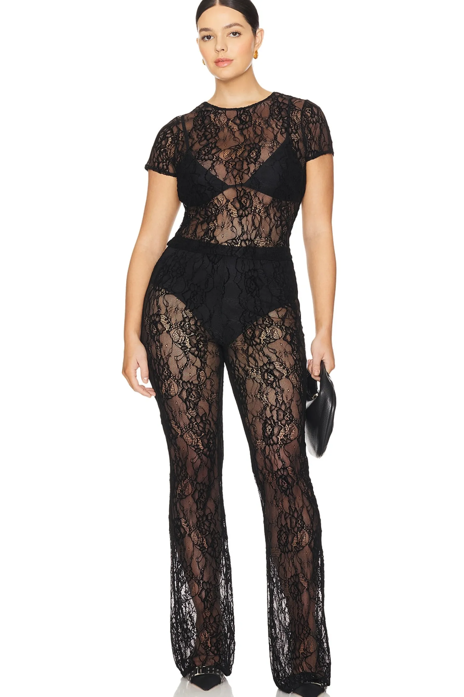 Women Good American Pants>Lace Flare Pant