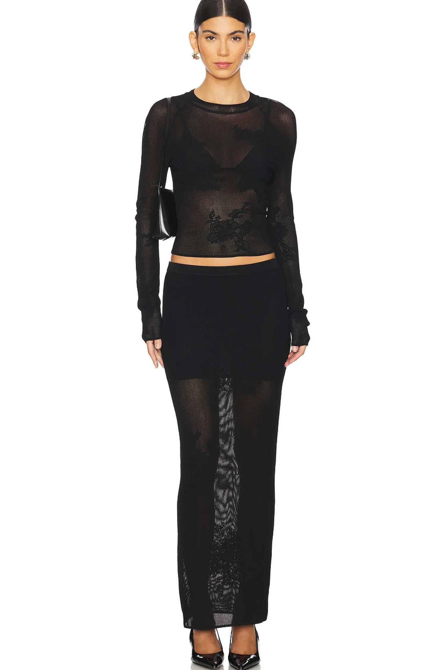 Women fleur du mal Matching Sets>Lace Pointelle Maxi Skirt