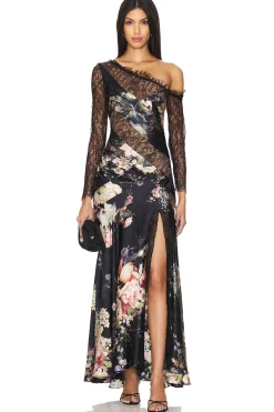 Women Camilla Dresses>Lace Splice One Shoulder Dress