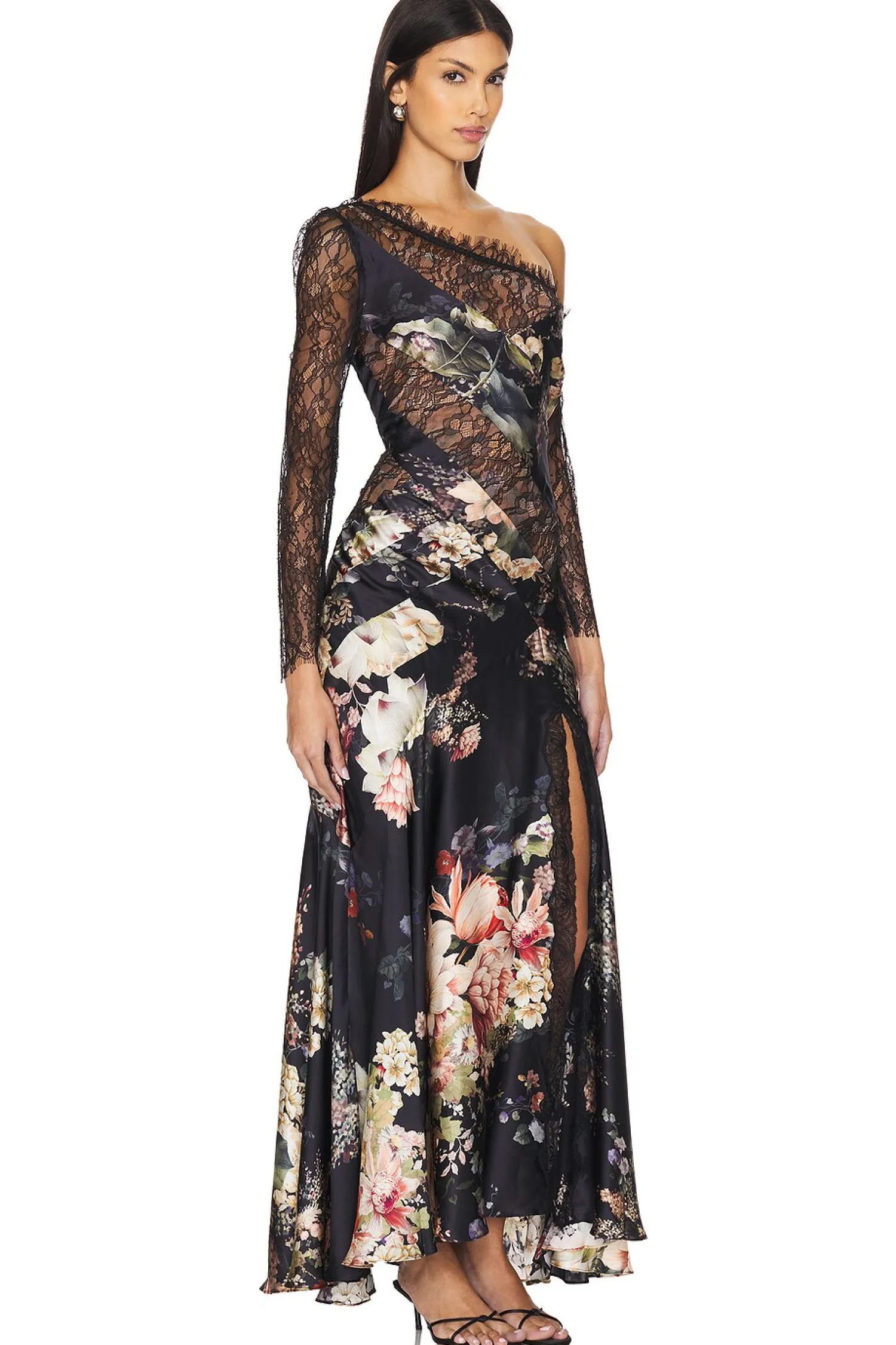 Women Camilla Dresses>Lace Splice One Shoulder Dress