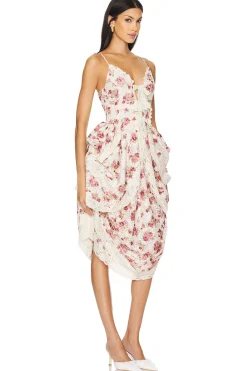 Women ROKH Dresses>Lace Up Midi Dress
