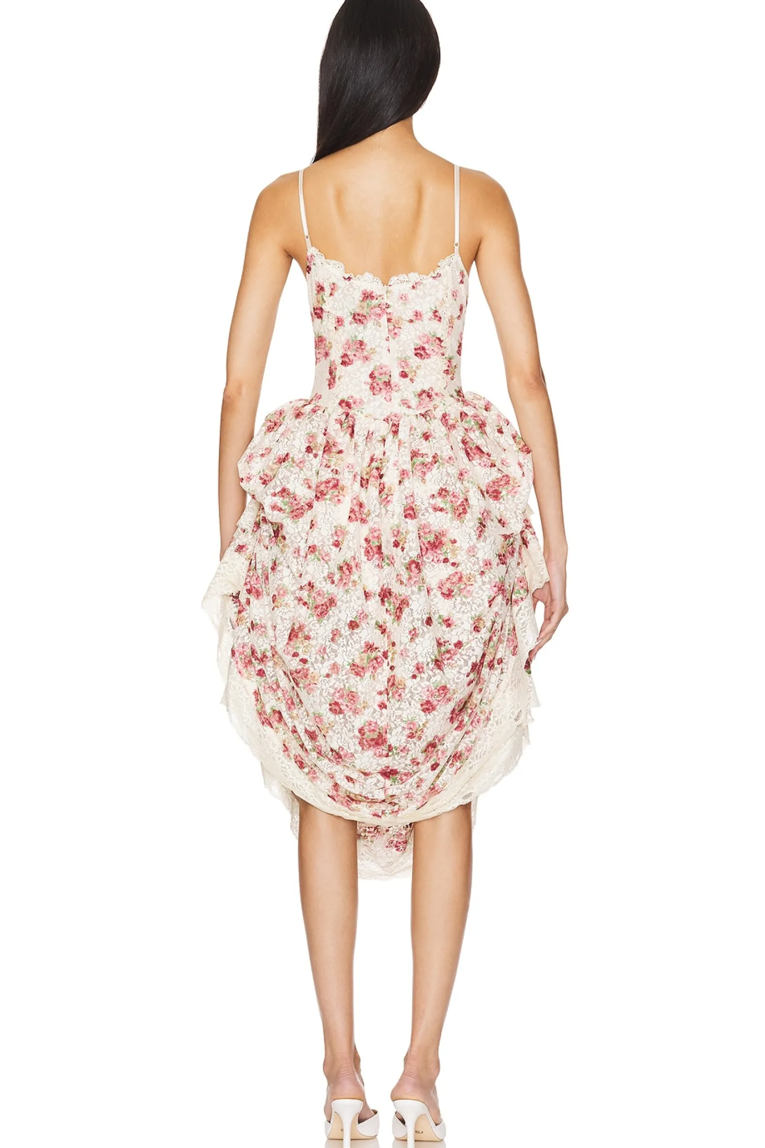 Women ROKH Dresses>Lace Up Midi Dress