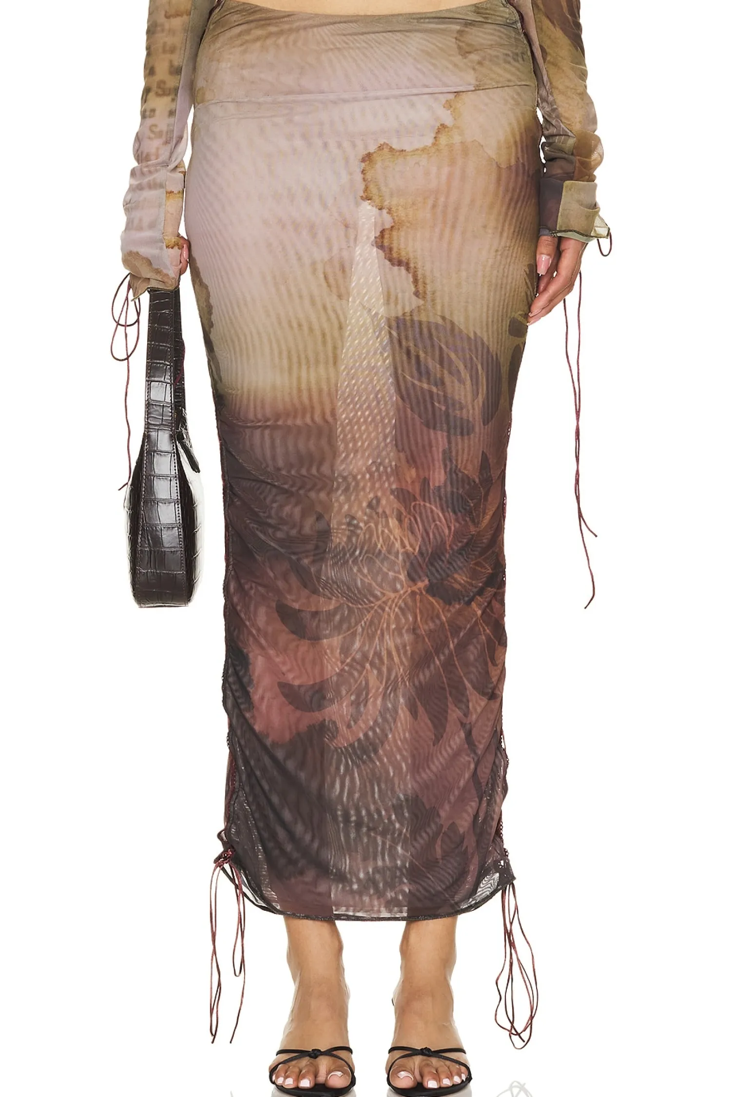 Women Jaded London Matching Sets>Lace Up Printed Maxi Skirt