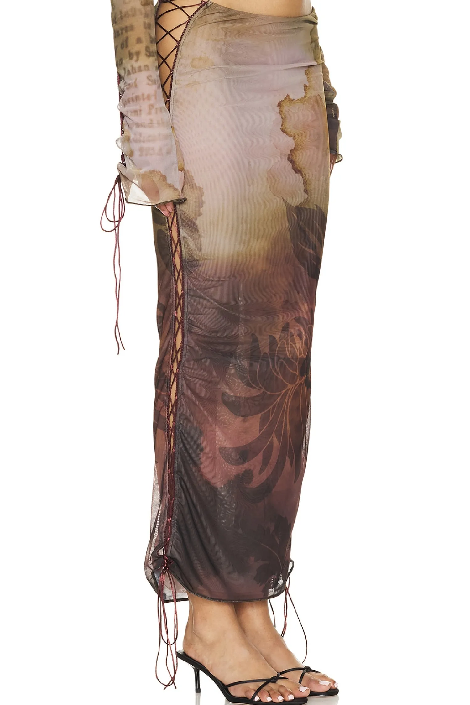 Women Jaded London Matching Sets>Lace Up Printed Maxi Skirt
