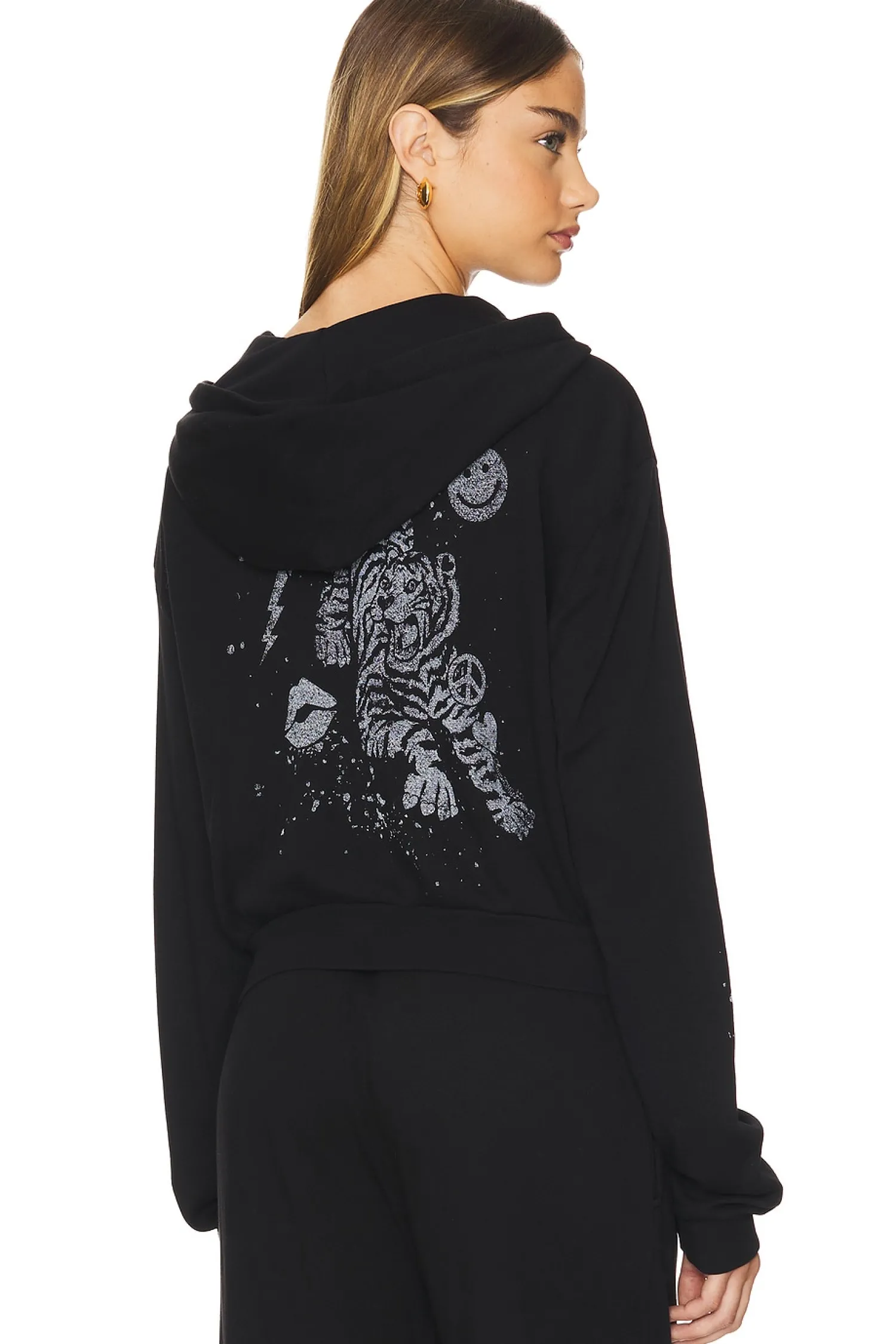 Women Lauren Moshi Loungewear>Lachelle Crop Tiger Elements Zip Up Hoodie