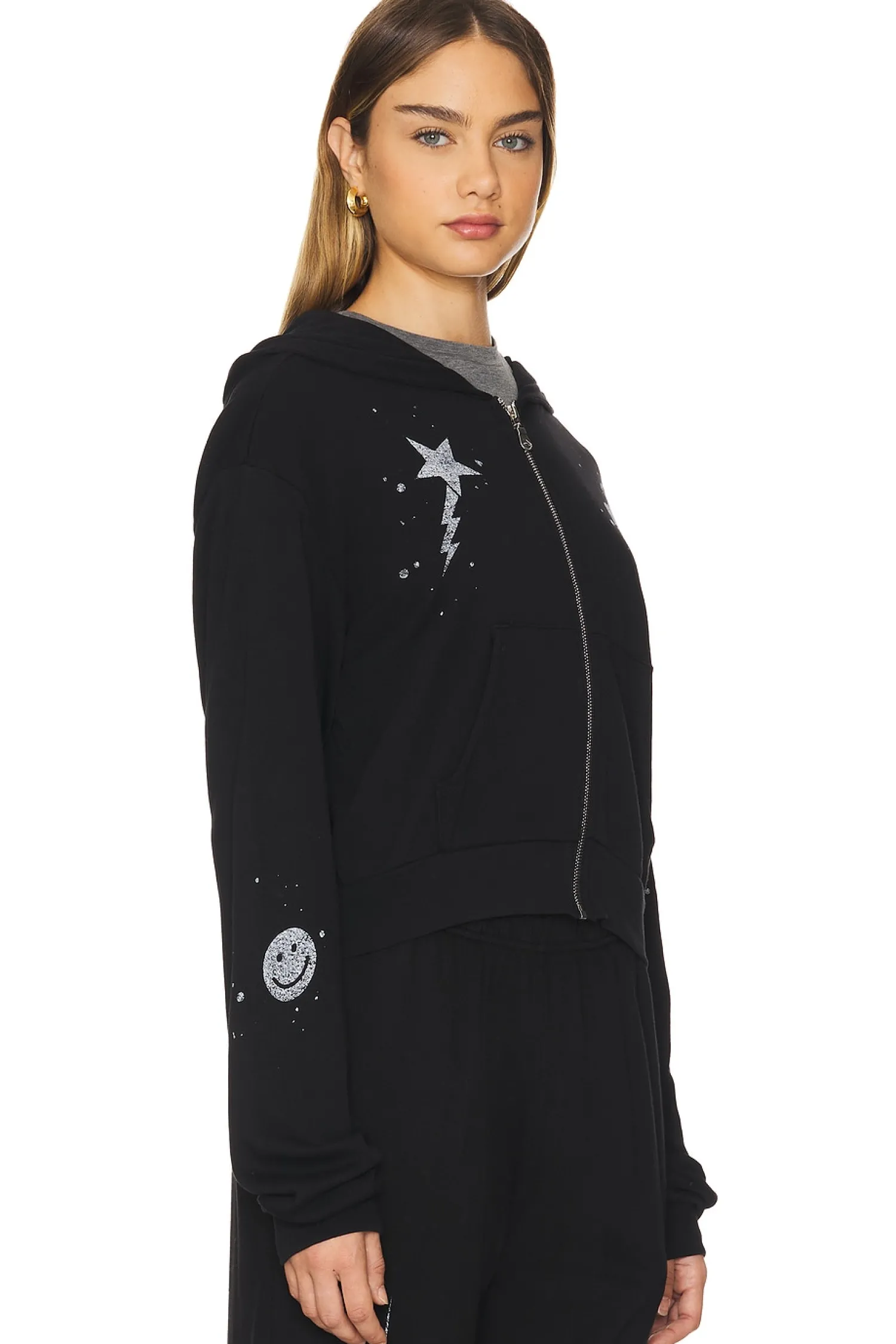 Women Lauren Moshi Loungewear>Lachelle Crop Tiger Elements Zip Up Hoodie