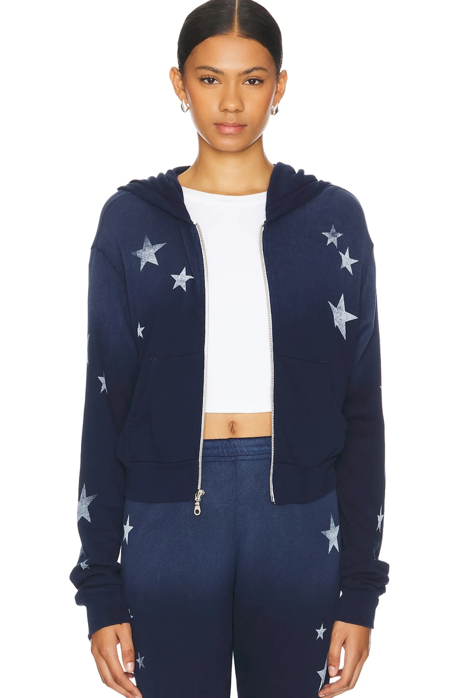 Women Lauren Moshi Loungewear>Lachelle Crop Zip Up Hoodie Vintage Stars