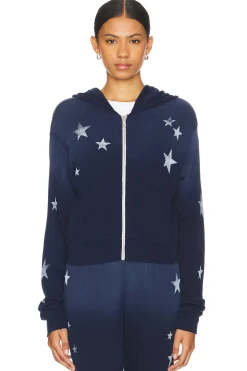 Women Lauren Moshi Loungewear>Lachelle Crop Zip Up Hoodie Vintage Stars