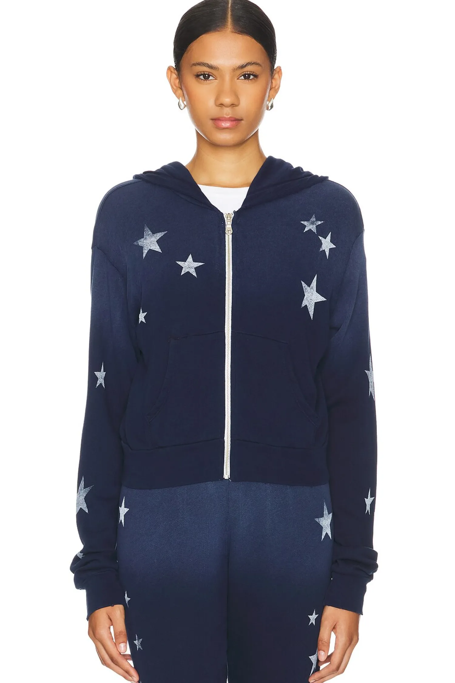 Women Lauren Moshi Loungewear>Lachelle Crop Zip Up Hoodie Vintage Stars