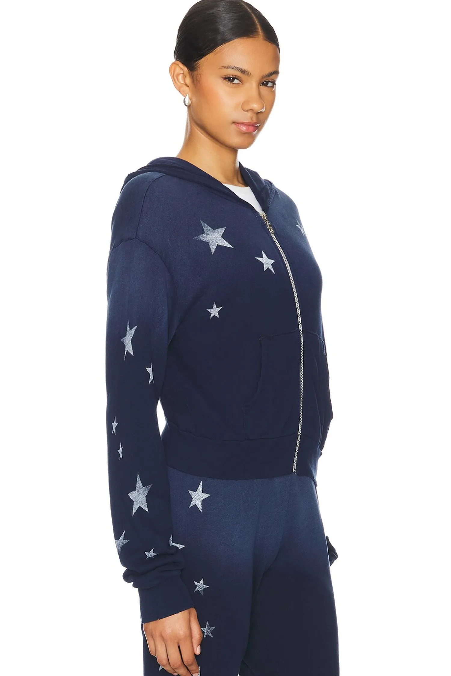 Women Lauren Moshi Loungewear>Lachelle Crop Zip Up Hoodie Vintage Stars