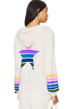 Women Lauren Moshi Loungewear>Lachelle Crop Zip Up Hoodie Color Stripe Star