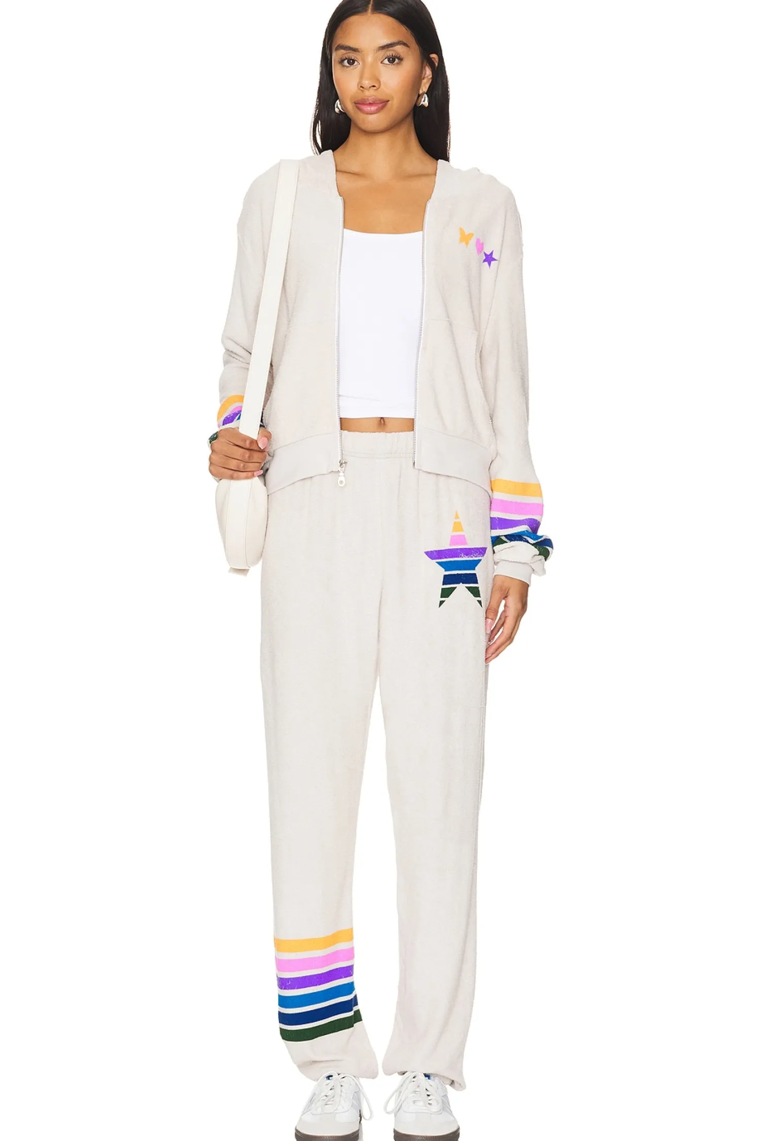 Women Lauren Moshi Loungewear>Lachelle Crop Zip Up Hoodie Color Stripe Star