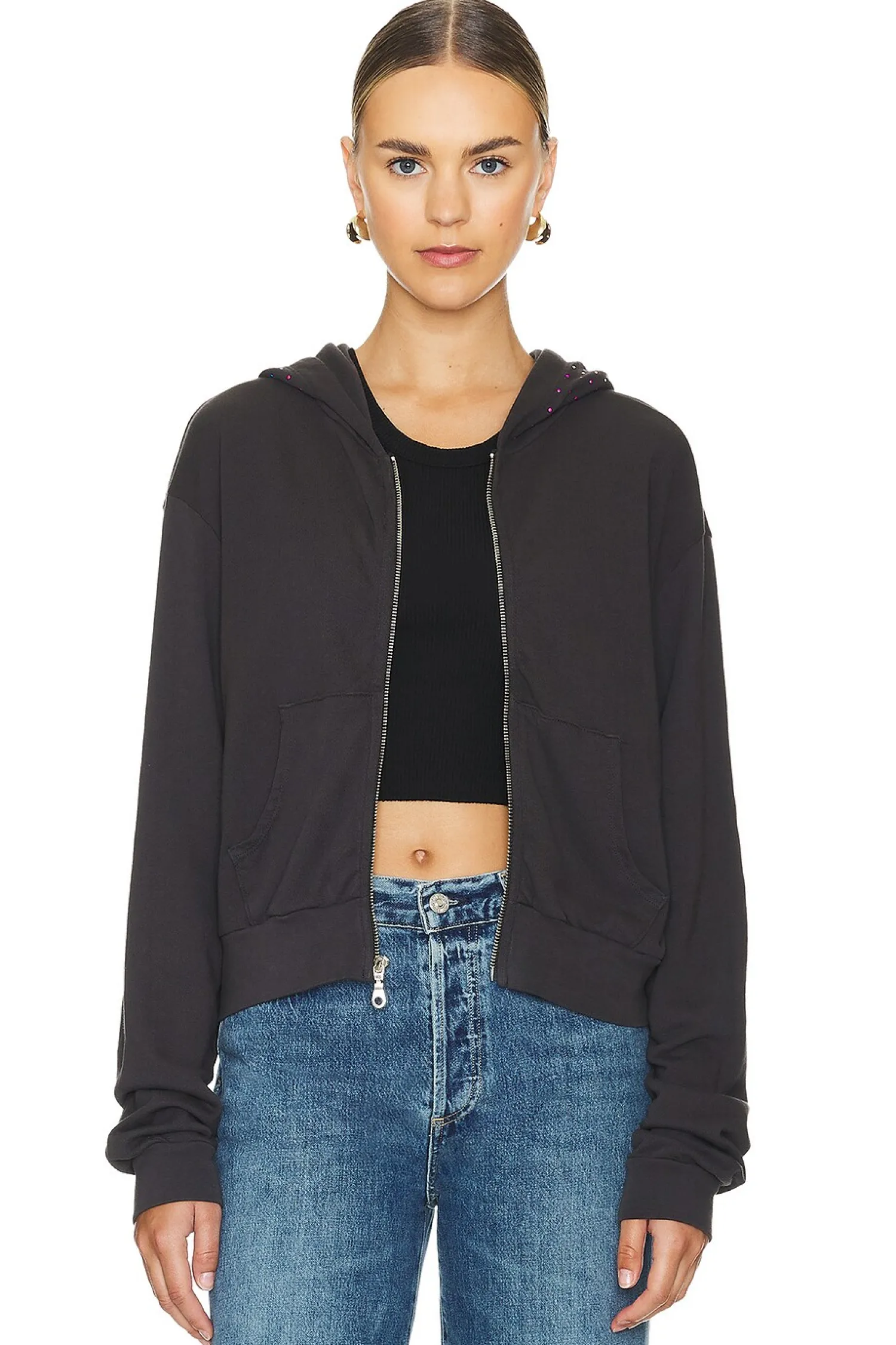 Women Lauren Moshi Loungewear>Lachelle Neon Stud Starburst Crop Zip Up Hoodie