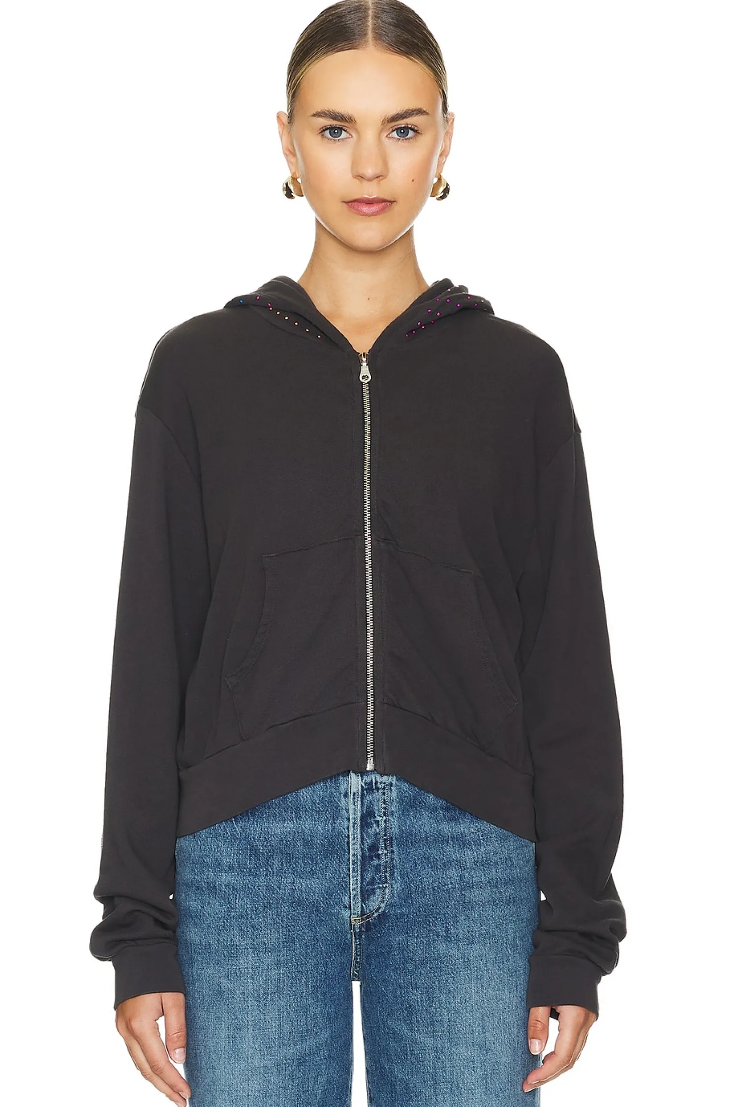 Women Lauren Moshi Loungewear>Lachelle Neon Stud Starburst Crop Zip Up Hoodie