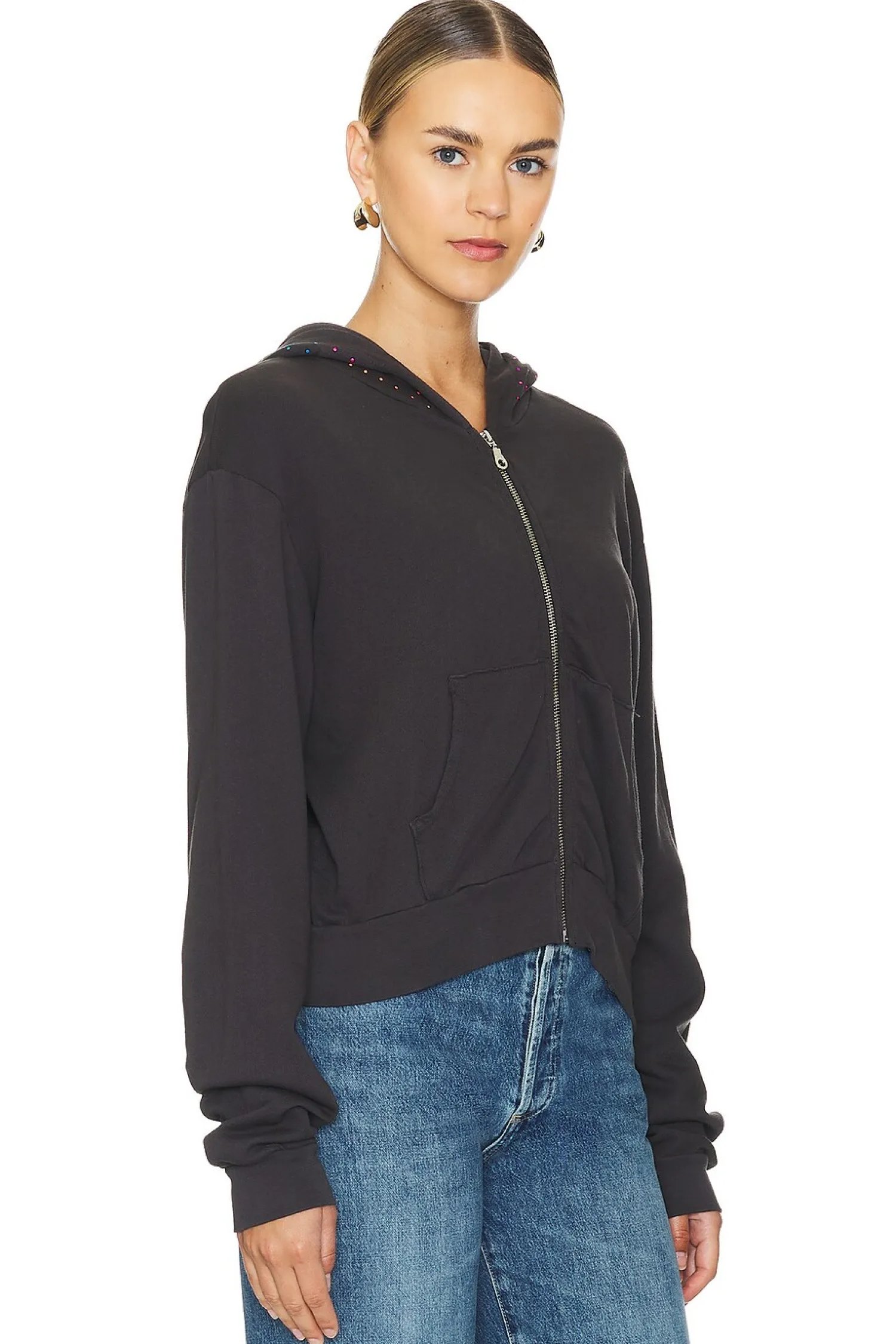 Women Lauren Moshi Loungewear>Lachelle Neon Stud Starburst Crop Zip Up Hoodie