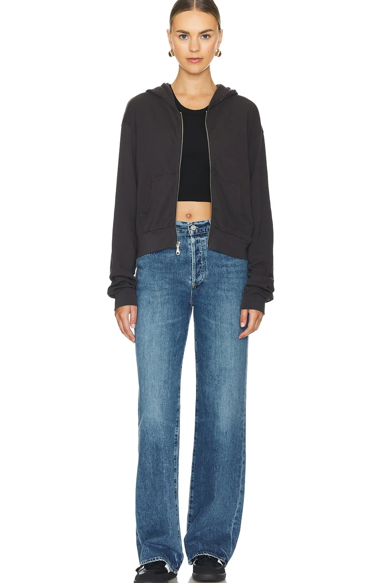 Women Lauren Moshi Loungewear>Lachelle Neon Stud Starburst Crop Zip Up Hoodie