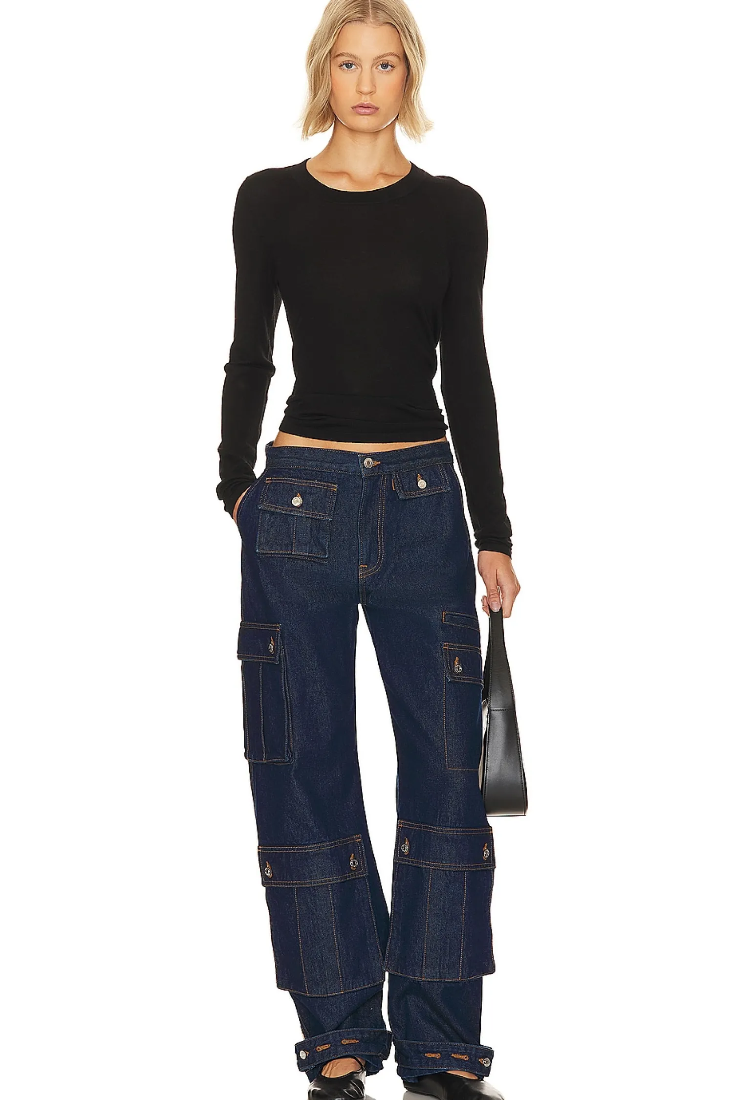 Women GRLFRND Pants>Lara Low Rise Wide Leg Cargo