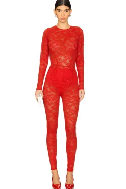 Women fleur du mal Jumpsuits>Le Stretch Lace Catsuit