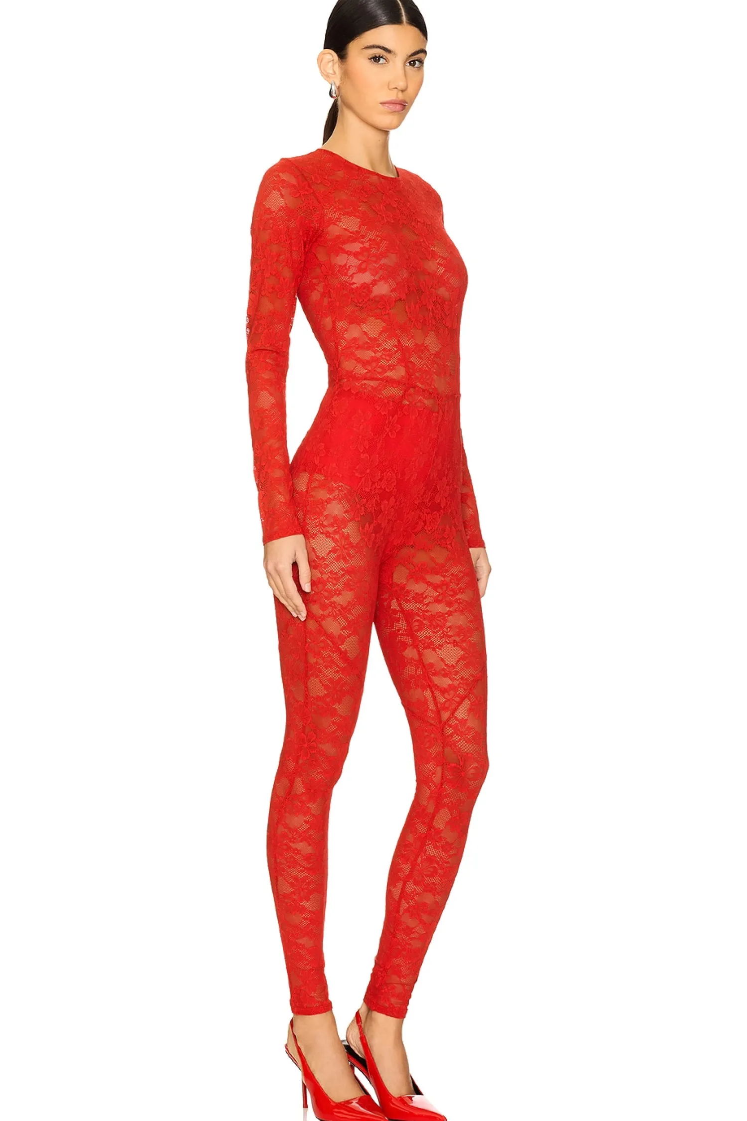 Women fleur du mal Jumpsuits>Le Stretch Lace Catsuit