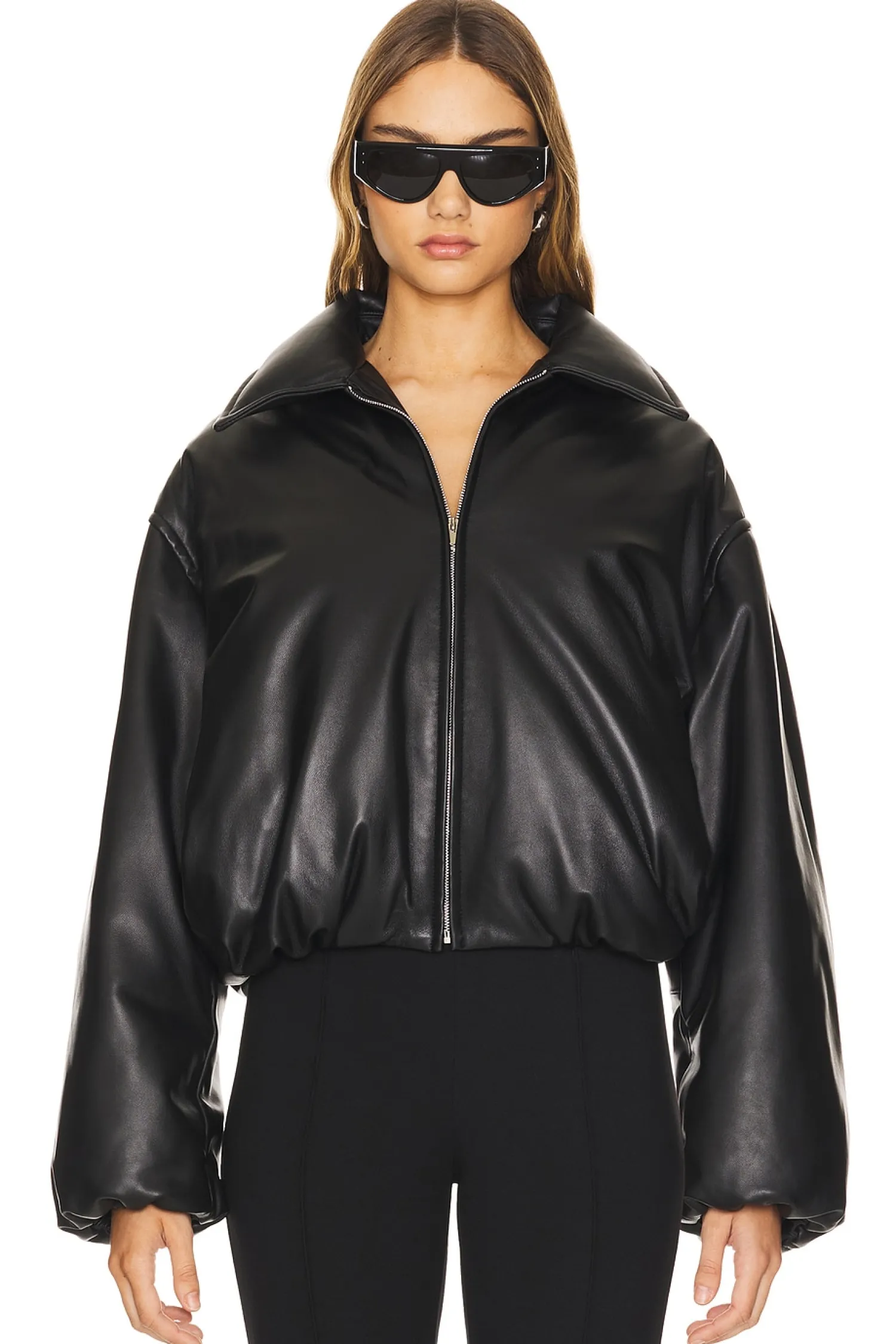 Women AEXAE Jackets & Coats>Leather Bomber Jacket