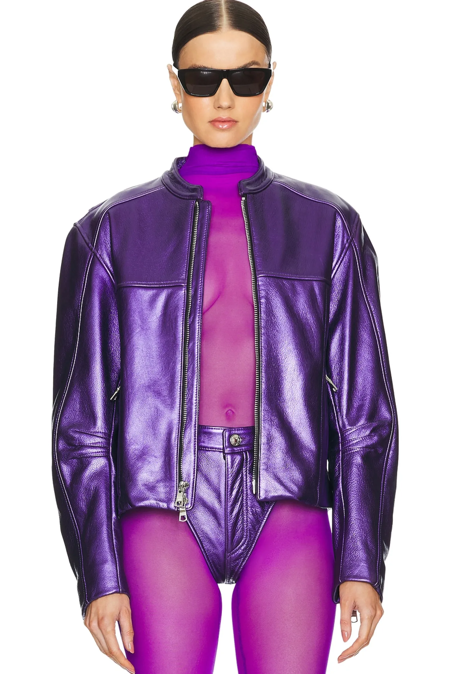 Women LaQuan Smith Jackets & Coats>Leather Bomber Jacket