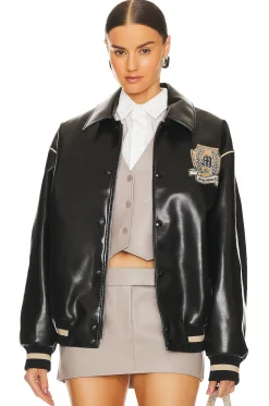 Women MSGM Jackets & Coats>Leather Bomber Jacket