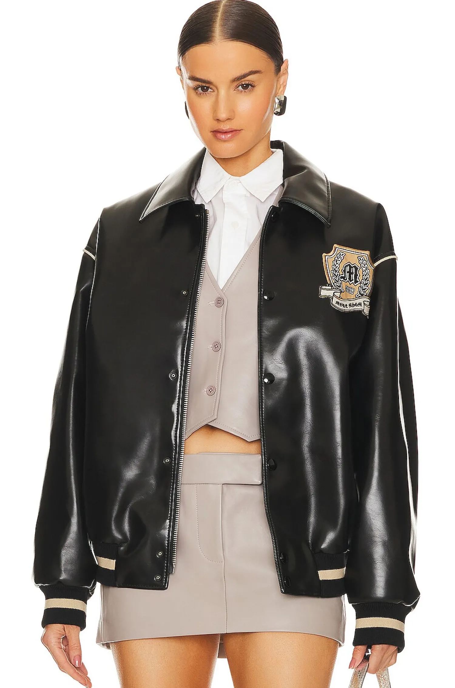 Women MSGM Jackets & Coats>Leather Bomber Jacket