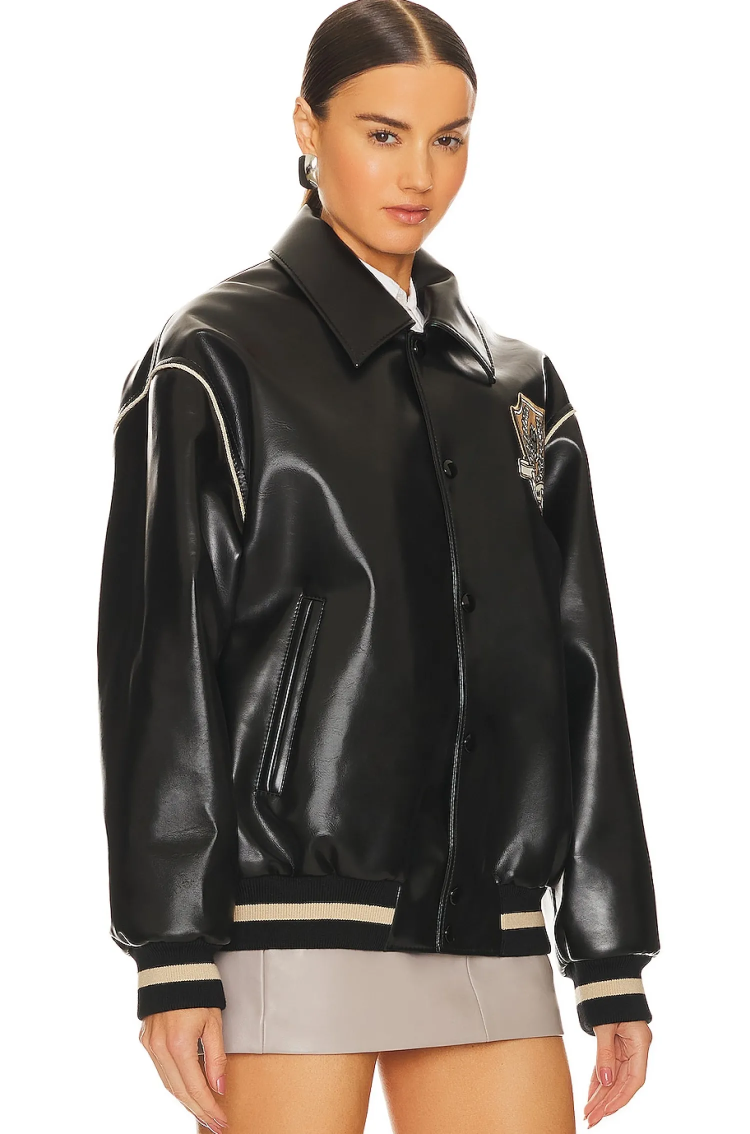 Women MSGM Jackets & Coats>Leather Bomber Jacket