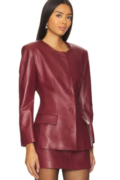 Women AEXAE Jackets & Coats>Leather Padded Contoured Blazer