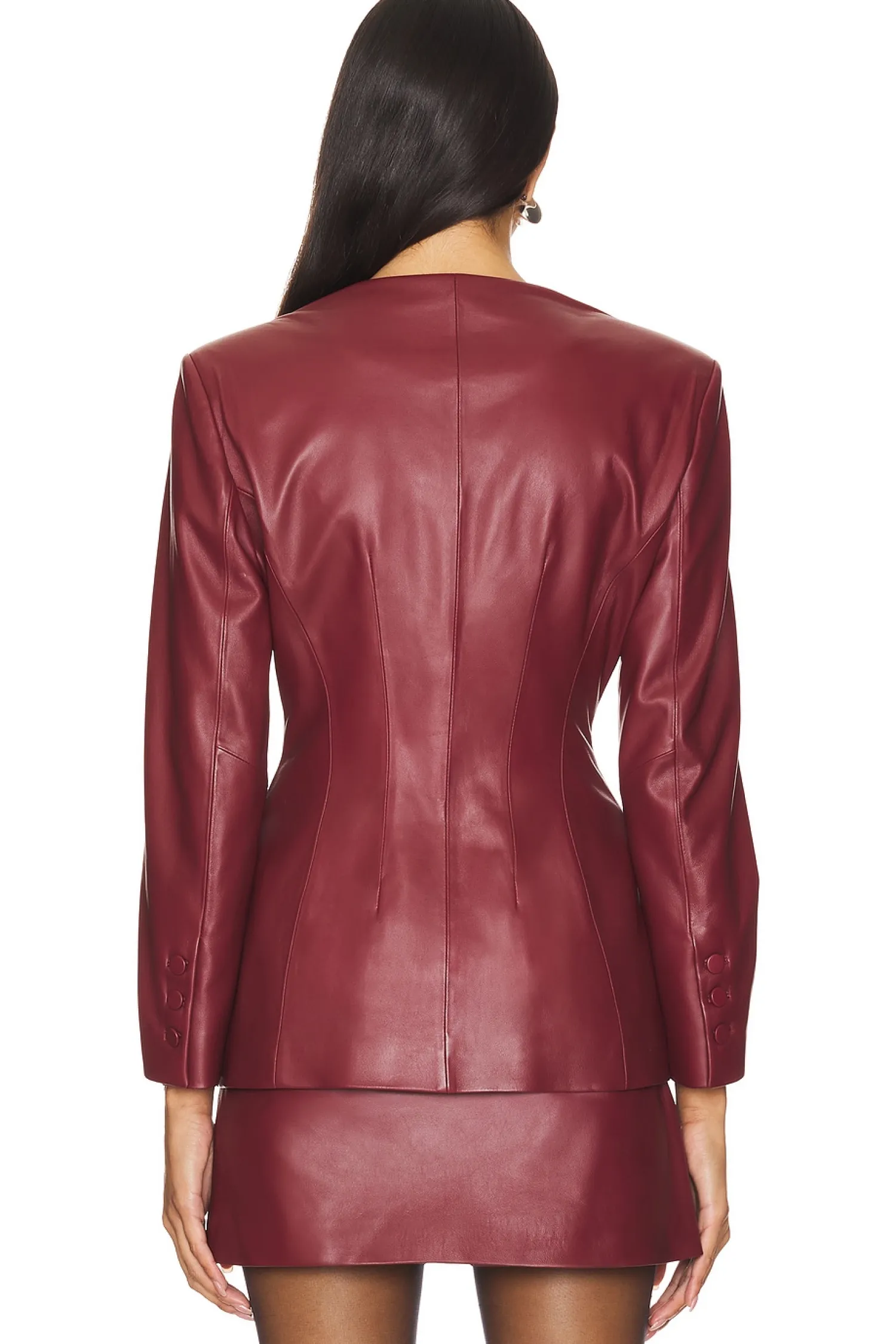 Women AEXAE Jackets & Coats>Leather Padded Contoured Blazer