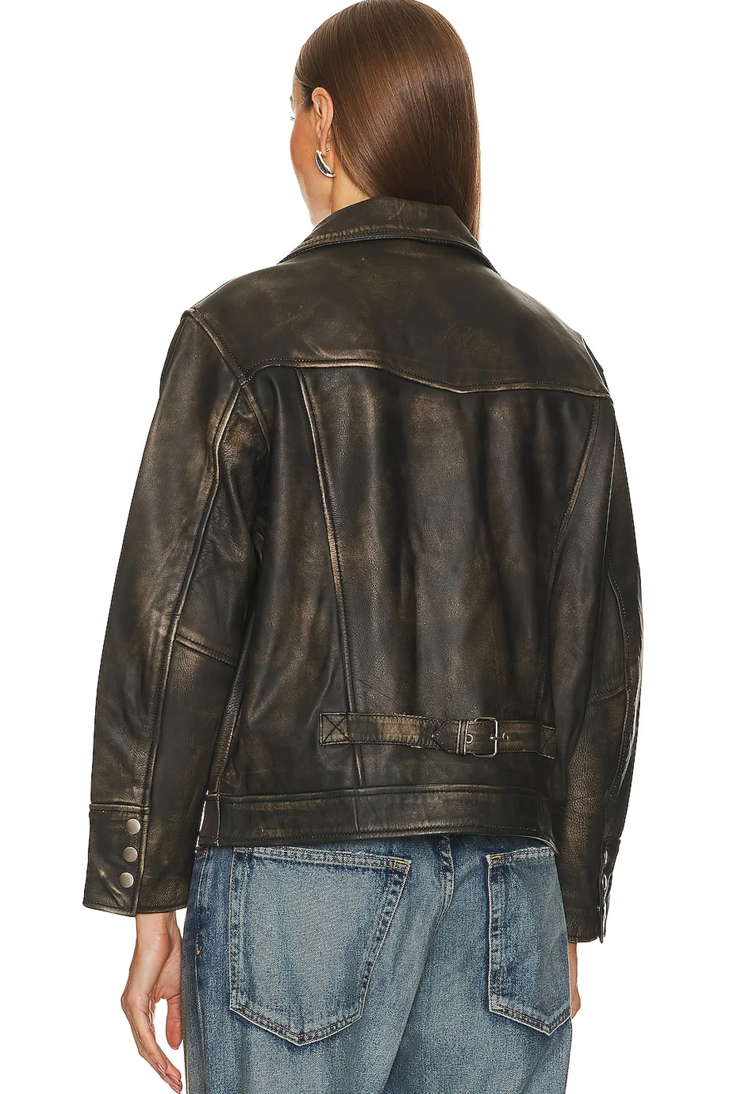 Women Found Jackets & Coats>Leather Pocket Jacket