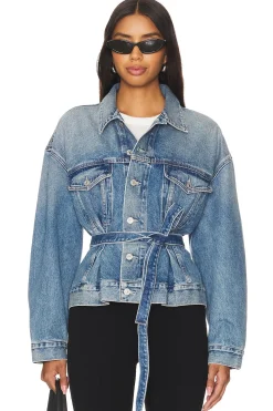Women Citizens of Humanity Jackets & Coats>Leela Belted Denim Peplum Jacket