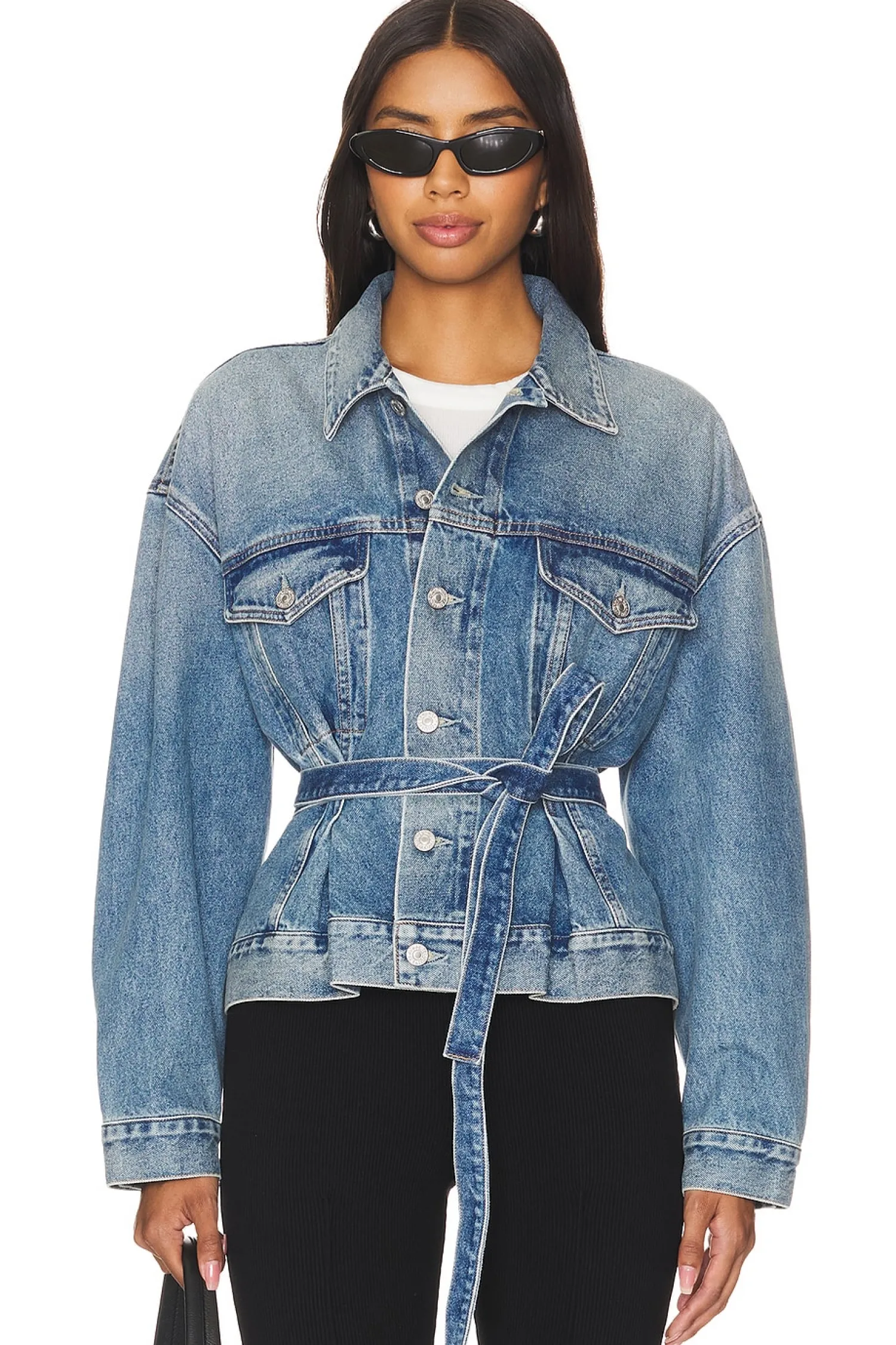 Women Citizens of Humanity Jackets & Coats>Leela Belted Denim Peplum Jacket