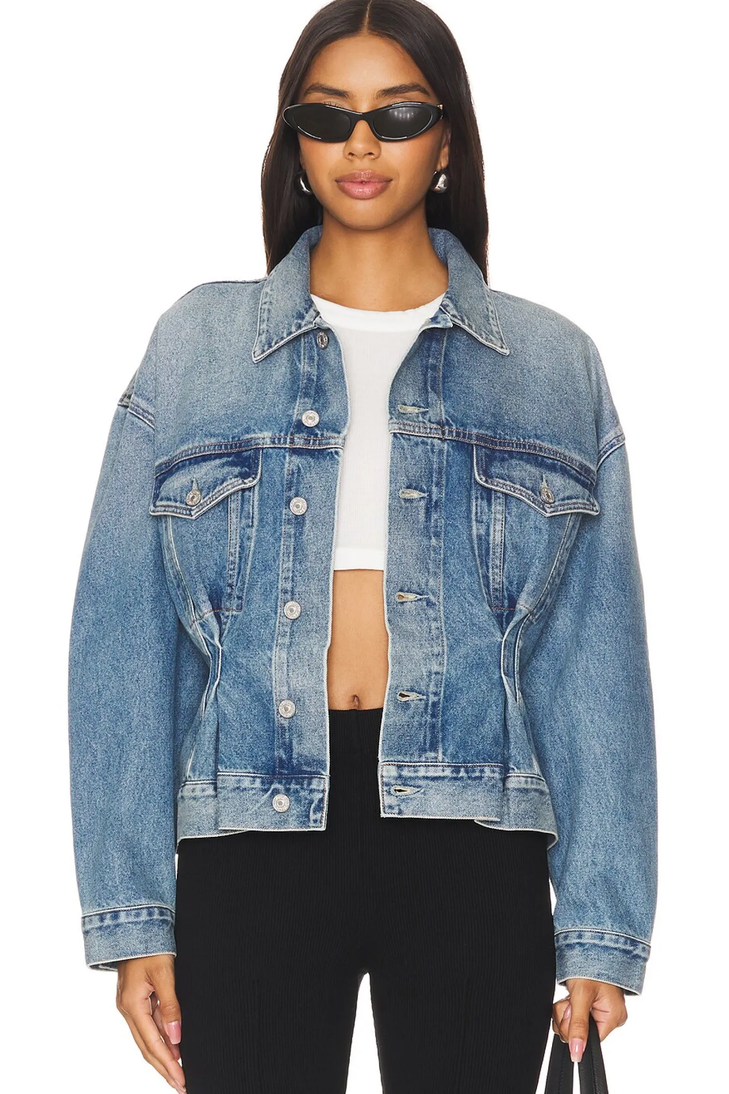 Women Citizens of Humanity Jackets & Coats>Leela Belted Denim Peplum Jacket