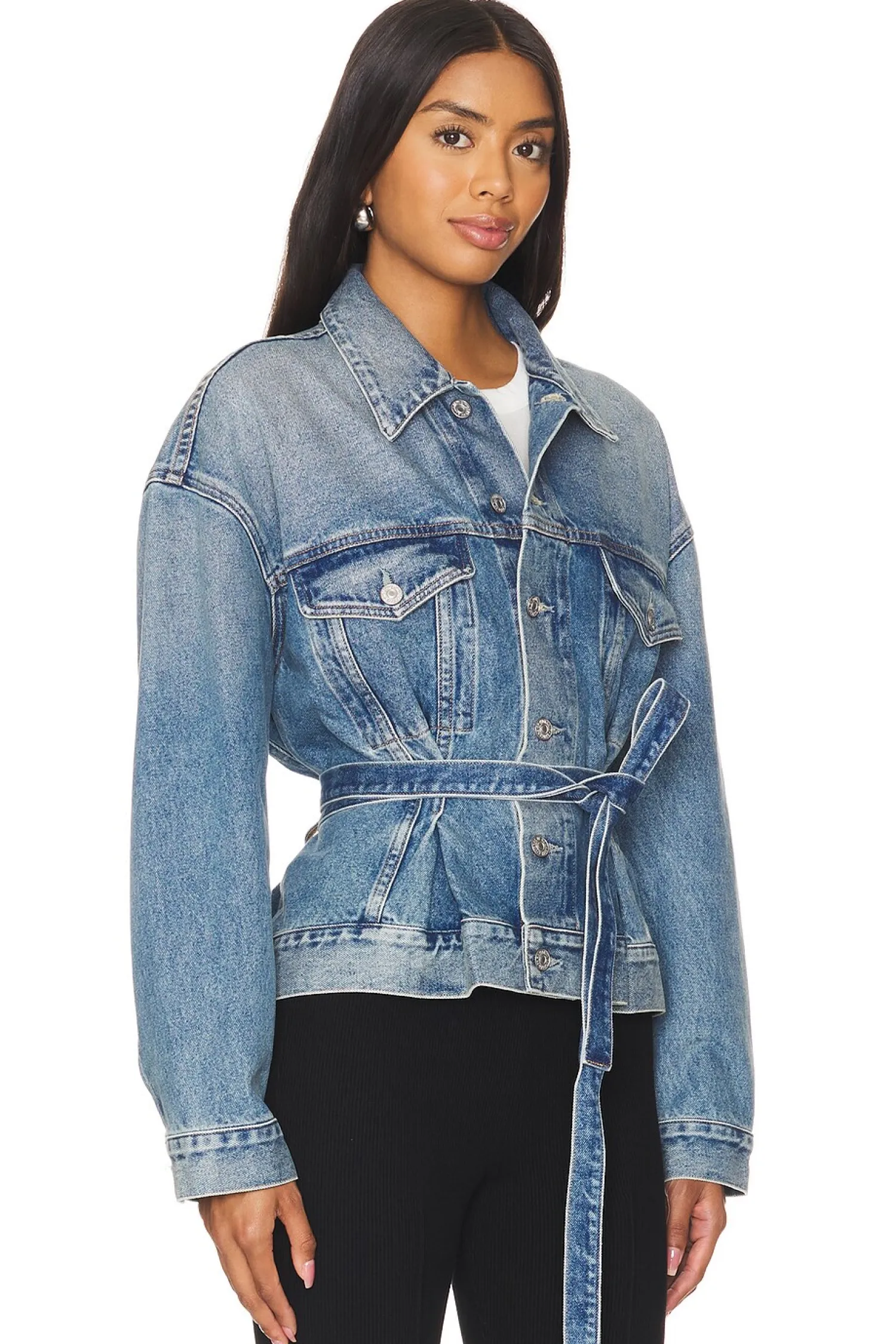 Women Citizens of Humanity Jackets & Coats>Leela Belted Denim Peplum Jacket