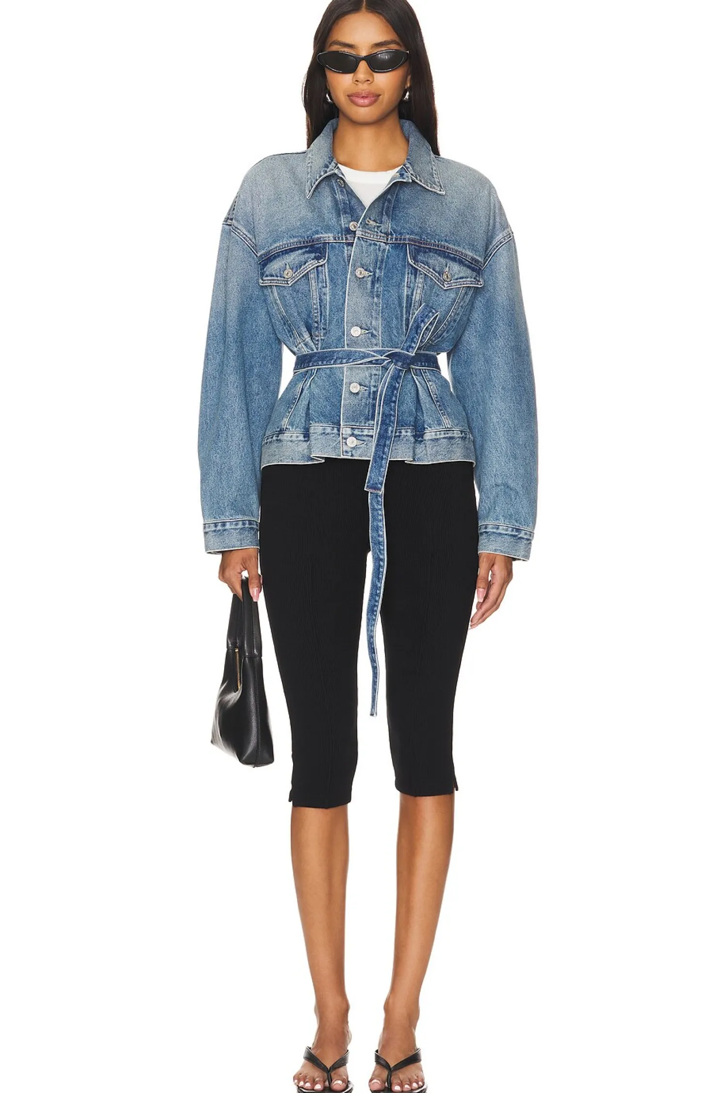 Women Citizens of Humanity Jackets & Coats>Leela Belted Denim Peplum Jacket
