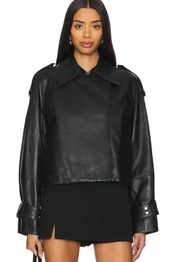 Women Ivy Oak Jackets & Coats>Lilith Ann Leather Cropped Jacket